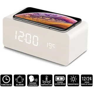 QI Digital Wecker Ladestation Qi Wireless Ladegerät für iPhone Samsung Tischuhr