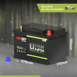 LANGZEIT Batterien LiFePO4 100Ah 12V Lithium Batterie Wohnmobil