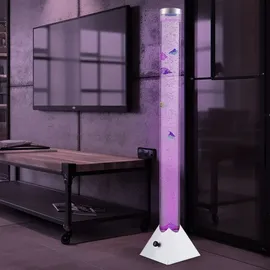 GLOBO Wassersäule Stehleuchte Sprudelsäule Farbwechsel Dekolampe LED Stehlampe, mit 5 Deko-fischen, Sprudelstärke einstellbar, Lxbxh 21,5x21,5x120 cm