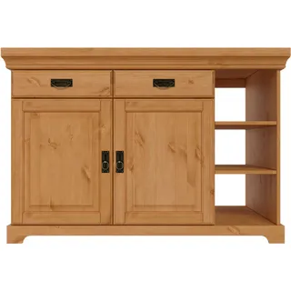 Home Affaire Kücheninsel »Rügen«, Breite 130 cm, Kiefer massiv, mit Türen, Schubkästen, offenen Fächern beige