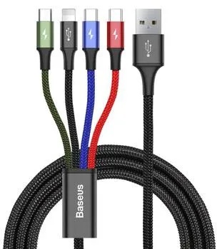 Baseus CA1T4-B01 - Schwarz - USB A - Lightning + micro-USB B + USB C - 1,2 m - Männlich - Männlich