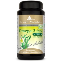 Omega-3 forte Vegan Dr. med. Michalzik - Tagesdosis | Omega 3 Algenöl (Mikroalge Schizochytrium) [1140mg] | DHA [780mg] | EPA [300mg] | ohne Zusatzstoffe - von BIOTIKON®