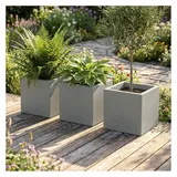 ethick Quadratischer Blumentopf 47 x 47 x 39 cm Beton-Grau