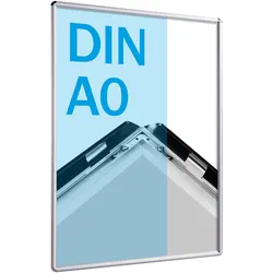 10 Klapprahmen für Inhalte DIN A0, Aluminium, 25 mm Profil, 841 x 1189 mm, silber, Ecken abgerundet