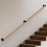 Gorssen Handlauf Holz,Buche Holz Handlauf Innen Treppengeländer Geländer Treppe Wandhandlauf Wand Treppe seitliche Montage Handläufe Auswahl Länge 30-600 cm (Beech, 600cm)