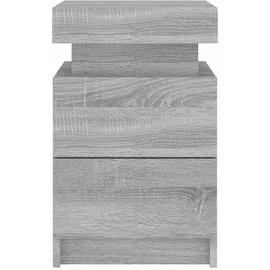 vidaXL Nachttisch mit LED-Leuchten Grau Sonoma 35x39x55 cm