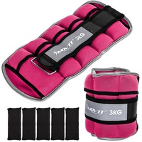 MOVIT Gewichtsmanschette Gewichtsmanschetten Neopren mit Reflektoren, (Set, 2er Set), verstellbare Gewichte, 2x 3,0kg, in 8 verschiedenen Farben rosa