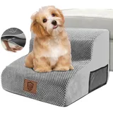 Zvonema Hundetreppe, Hundetreppe für Kleine Hunde, wasserdichte rutschfest Hundetreppe 2 Stufen, Hochwertige Schwamm Haustiertreppe, Waschbar Hundetreppe Sofa Bett, Tragbar Katzentreppe