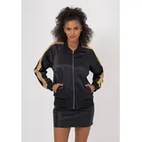 Freshlions Bomberjacke "Aurelia", Damen, Gr. L, schwarz, 100% Polyester, unifarben, lang, Rundhals, Jacken Bomberjacke, im sportlichen Design
