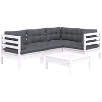 VidaXL 5-tlg. Garten-Lounge-Set mit Kissen Weiß Kiefernholz