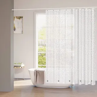Woltu Duschvorhang 240 x 200 cm halbtransparent weiß