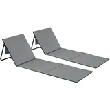 Tectake tectake® 2er Set Strandmatte, stufenlos verstellbare Rückenlehne, pulverbeschichtetes Stahlgestell, ultraleicht, inkl. Aufbewahrungstasche