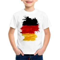 style3 Print-Shirt Kinder T-Shirt Flagge Deutschland Fußball Sport Germany WM EM Fahne weiß 116