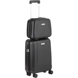 CarryOn Skyhopper Hartschalen Kosmetikkoffer mit handgepackkoffer 55cm, Beauty case mit Spiegel - Schwarz