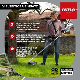 IKRA Multitool IB-MT 36, 4in1: Freischneider, Rasentrimmer, Heckenschere & Hochentaster, inkl. 36V 4Ah & Ladegerät, kompatibel mit Bosch