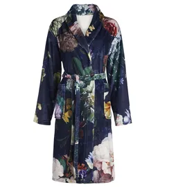 Essenza Bademantel Fleur Nightblue, XS - 100% Polyester - Blumen Pfingstrosen Tulpen - XS