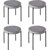 HOMCOM 4er-Set Esszimmerhocker Stapelbar Küchenstuhl mit gepolstertem Sitz in Samtoptik, Metall grau, ideal für Küche & Esszimmer 41,5 x 41,5 x 46 cm   Aosom.de