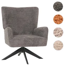 Lounge-Sessel HWC-N65, Cocktailsessel Polstersessel Relaxsessel, drehbar, Stoff/Textil Chenille Metall ~ dunkelgrau