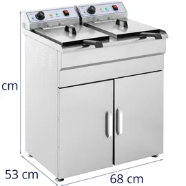 Royal Catering Elektro-Fritteuse - 2 x 16 l - 400 V - Unterschrank - Ablasshahn -