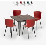 set quadratischer tisch 80x80cm industriedesign 4 stühle anvil - Rot - Rot