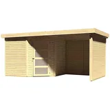 Woodfeeling Schwandorf 5 4,62 x 2,46 m natur inkl. Anbaudach, Seiten- und Rückwand