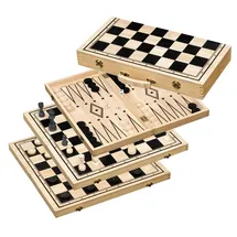 Philos Schach Backgammon Dame Set, Feld 50 mm, mit Tragegriff
