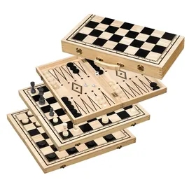 Philos Schach Backgammon Dame Set, Feld 50 mm, mit Tragegriff