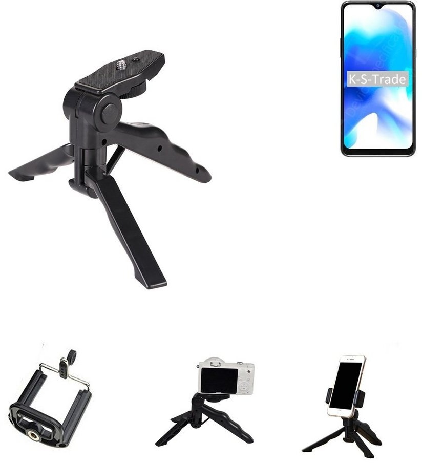 K-S-Trade für Blackview A80s Smartphone-Halterung, (Stativ Tisch-Ständer Dreibein Handy-Stativ Ständer Mini-Stativ) schwarz