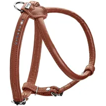Hunter Hundegeschirr Round & Soft Canadian UP, Cognac, weiches, geschmeidiges Leder, rundgenäht, fellschonend, nachhaltig, Made in Germany, Größe: XS-S