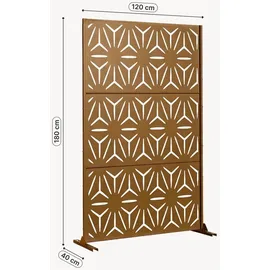 casa.pro Trennwand 180 x 120 cm Braun verzinkter Stahl