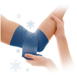 HARO-MC Bandage Kühlende Bandage kühle Soforthilfe bei Prellungen Verstauchungen, unterstützt und kühlt schmerzende Gelenke Muskeln, 10 cm x 2,7 m, blau (1-tlg)