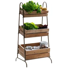 Dekoleidenschaft Küchenregal 3 Kisten 40 x 30 x 90 cm Beige