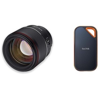 Samyang AF 85mm F1 & SanDisk Extreme PRO Portable SSD externe SSD 1 TB (externe Festplatte mit SSD Technologie 2