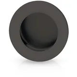 Gedotec Schiebetür Griff Muschelgriff versenkt | LADY BLACK | 1 Stück Griffmuschel Schiebetür Schwarz matt | Griffschale rund Ø 50 mm | Schiebetürbeschlag zum Einlassen | Möbelgriff Griffmulde