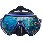 Taucherbrille,Taucherbrille Erwachsene,professionelle Schnorchelbrille,Anti-Fog Tauchmaske,Auslaufsichere Schwimmbrille mit Nasenschutz für Schwimmen, Tauchen & Schnorcheln