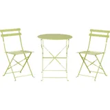 Beliani Balkonset Limettengrün 3-Teilig Tisch mit 2 Stühlen Zusammenklappbar Modern Französicher Stil Terrasse Garten Outdoor Ausstattung