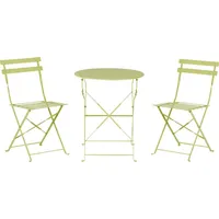Beliani Balkonset Limettengrün 3-Teilig Tisch mit 2 Stühlen Zusammenklappbar Modern Französicher Stil Terrasse Garten Outdoor Ausstattung