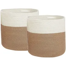 Beliani Aufbewahrungskorb 2er Set Ardesen 34 x 34 x 34 cm beige