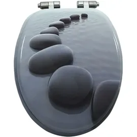 vidaXL Toilettensitz mit Soft-Close-Deckel Stein-Design Grau