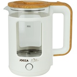 Jocca Nature Line Wasserkocher 1,8L, 1500W, Borosilikatglas, Weiß