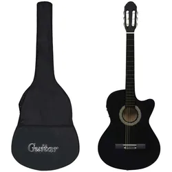 12-tlg. Western Gitarren-Set mit Equalizer und 6 Saiten Schwarz