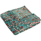 Atmosphera Createur d ́interieur Fleecedecke mit Weihnachtsmuster, 130 x 180 cm