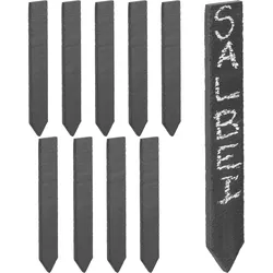 Relaxdays Pflanzenstecker 10er Set, Garten & Kräuterbeet, Pflanzenschilder zum Beschriften, 20x3 cm, Schiefer, anthrazit