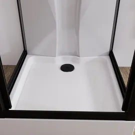 Schulte Home Juist U-Kabine mit Schiebetür 80 x 190 cm Schwarz/Sicherheitsglas klar