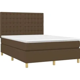 vidaXL Boxspringbett mit Matratze & LED Dunkelbraun 140x200 cm Stoff