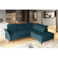 99rooms Valentino Ecksofa Velours Jasmine Türkis Rechts mit Schlaffunktion