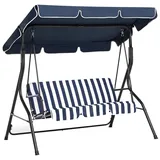 Beliani Hollywoodschaukel Blau/Weiß 2-Sitzer