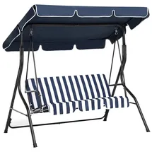 Beliani Hollywoodschaukel Blau/Weiß 2-Sitzer