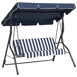 Beliani Hollywoodschaukel Blau/Weiß 2-Sitzer