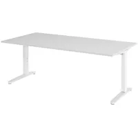 Bümö Schreibtisch Grau, Weiß, Nachbildung, Rechteckig, 200x74x100 cm, FSC